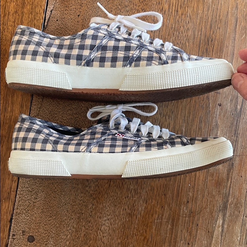 Superga Blue Gingham Sneakers GUC, Size 10 - Picture 7 of 10
